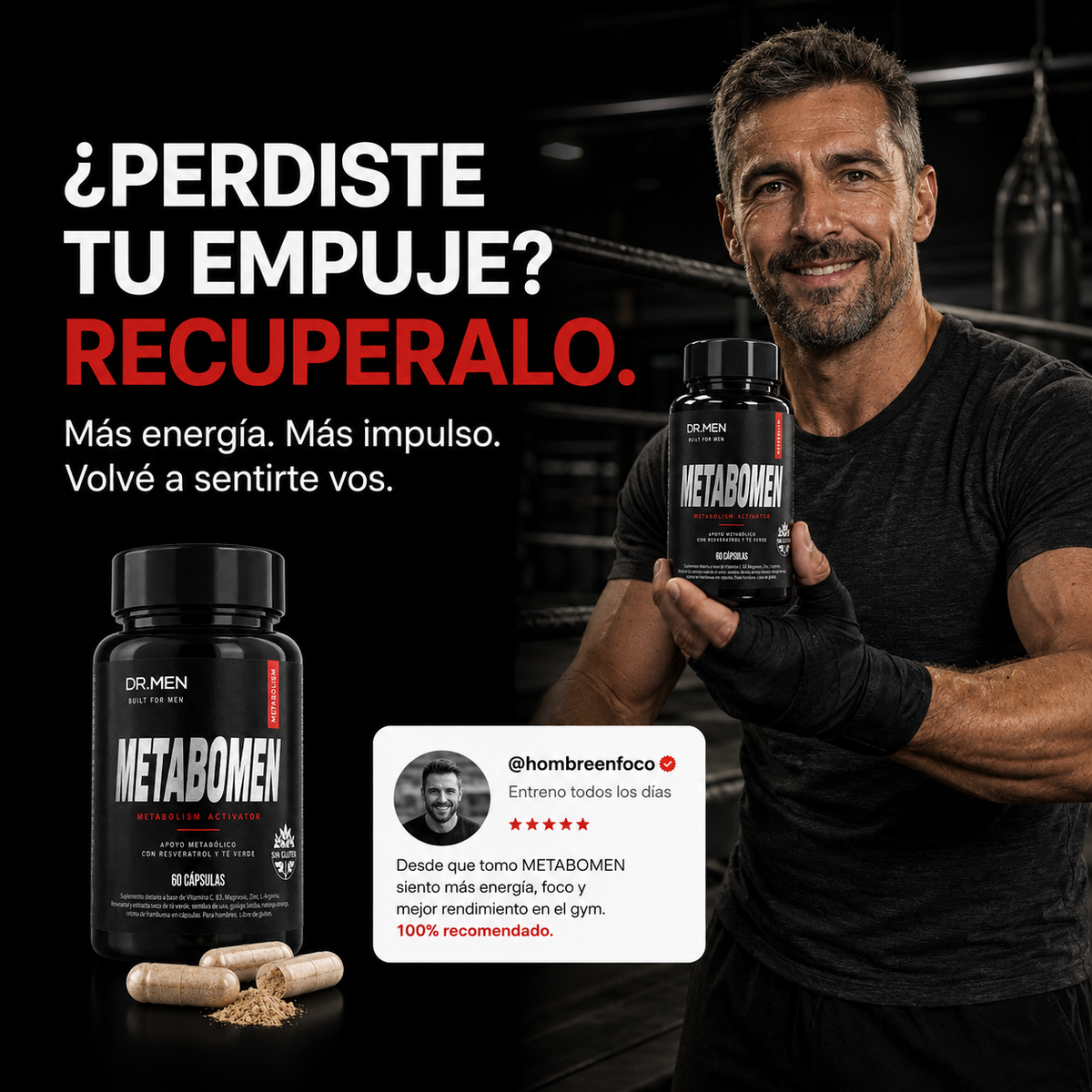 Metabomen | Fórmula todo en uno para la testosterona y la energía.