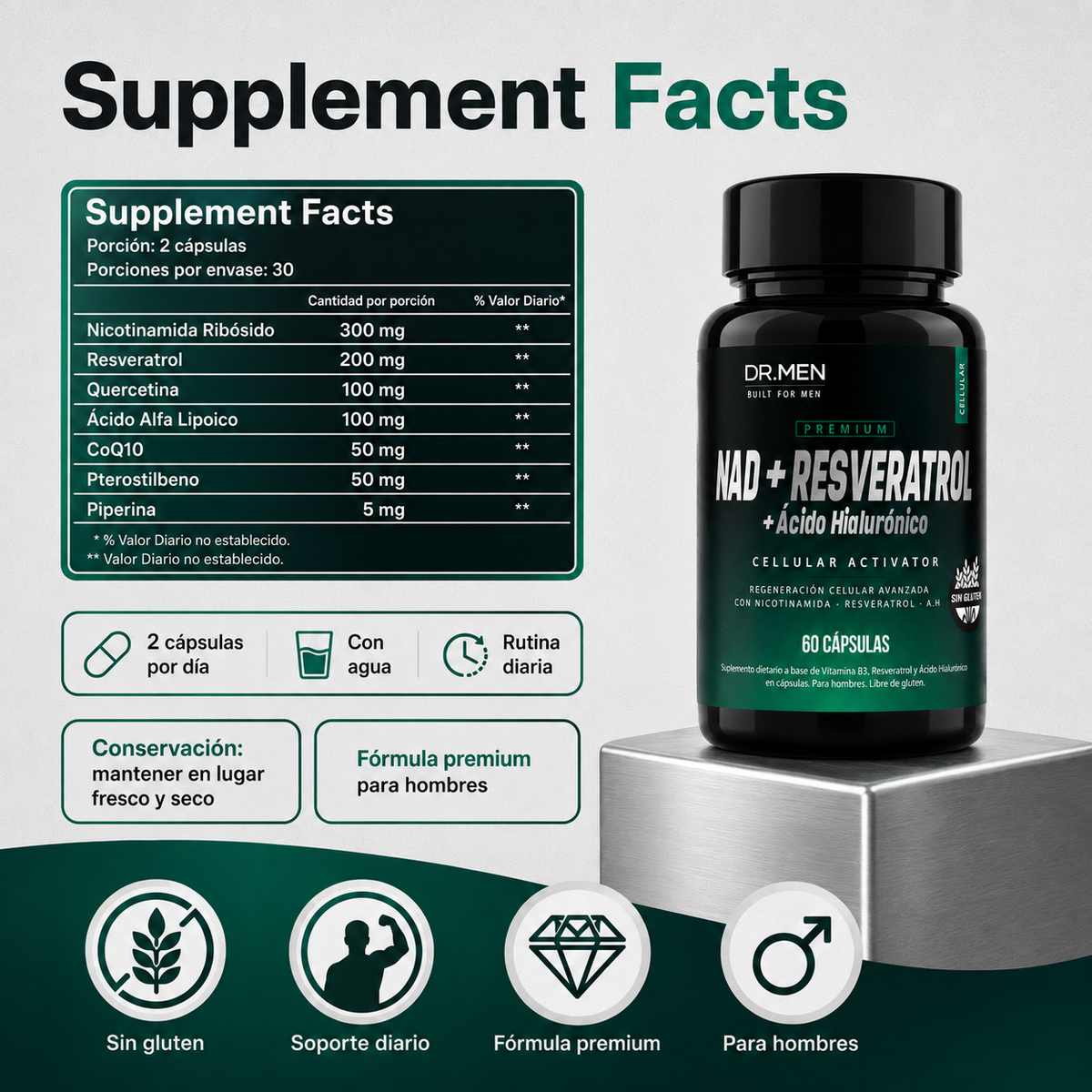 NAD+ + Resveratrol | Energía y regeneración celular