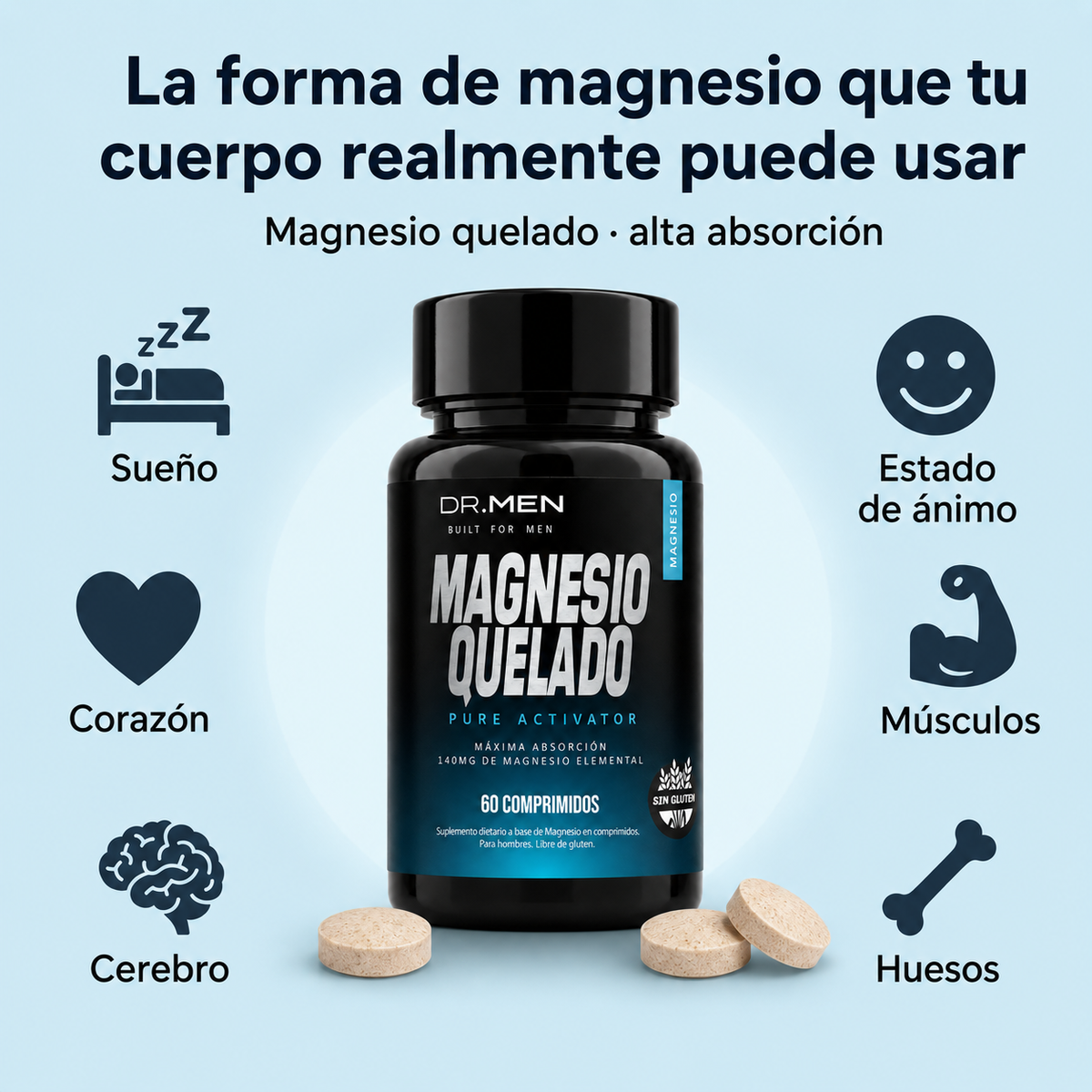 Comprimidos de bisglicinato de magnesio Dr. Men