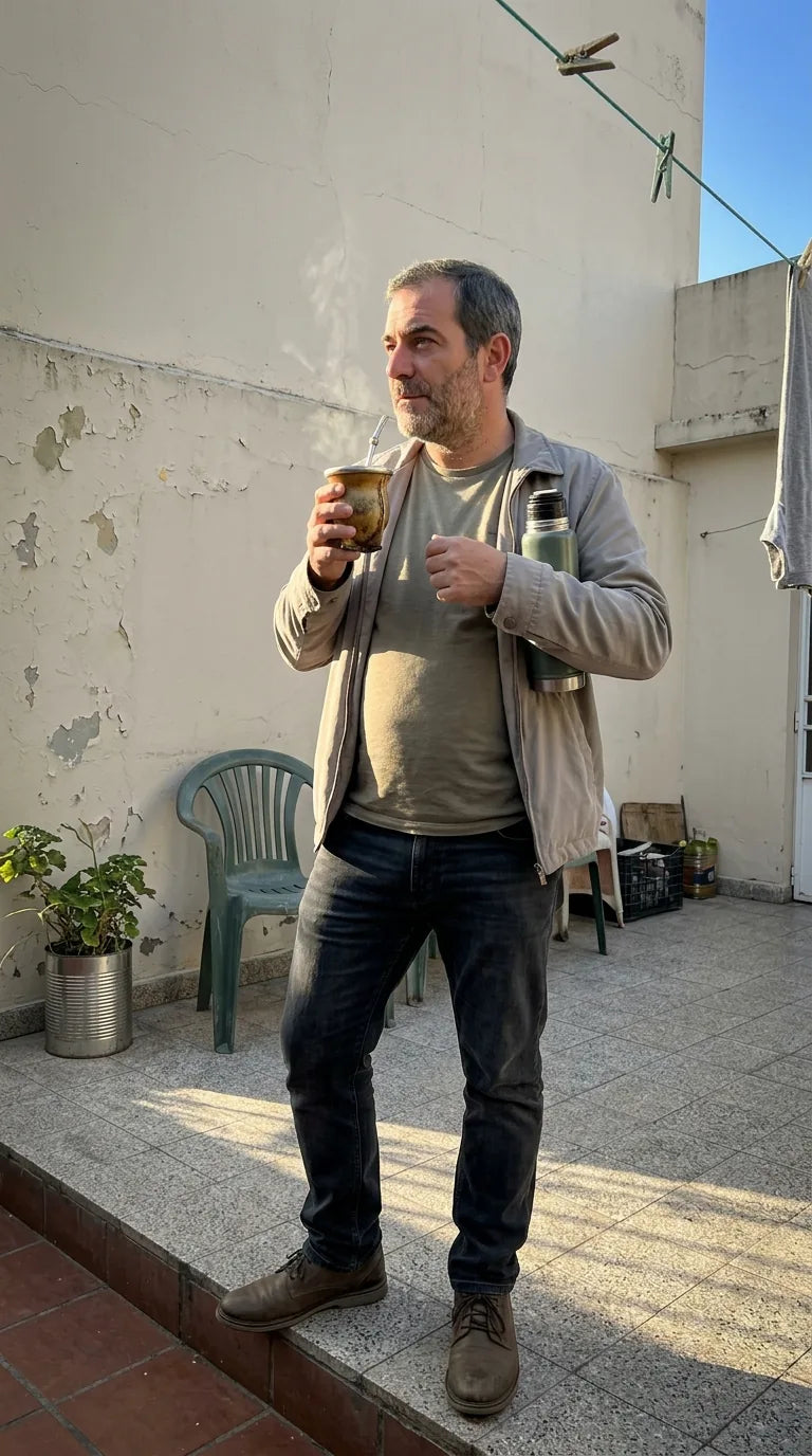 Afuera con el mate, a las ocho